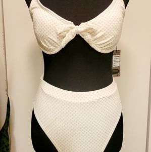 NEW ASBAYSON Large white and gold bikini